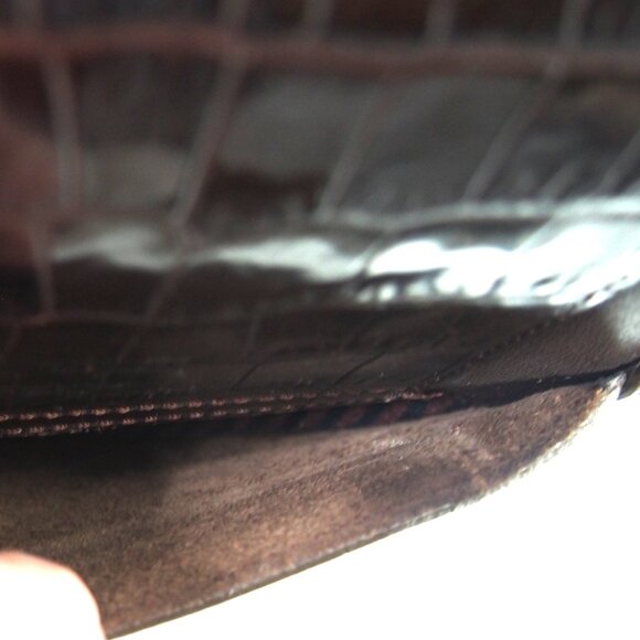 Vintage Brighton Crocodile/Basket Weave Brown Shoulder Bag with Hangtag - Picture 7 of 16